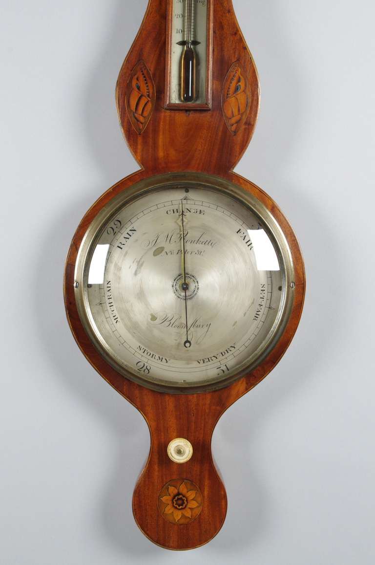 George III Mahogany Wheel Barometer In Excellent Condition In St. Louis, MO