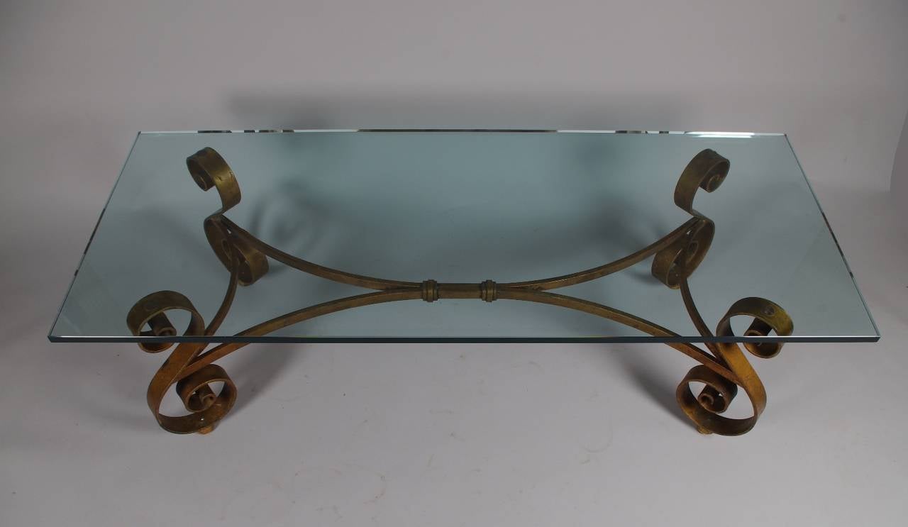 vintage wrought iron coffee table with glass top