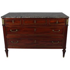 Louis XVI Mahogany Marble-Top Chest of Drawers