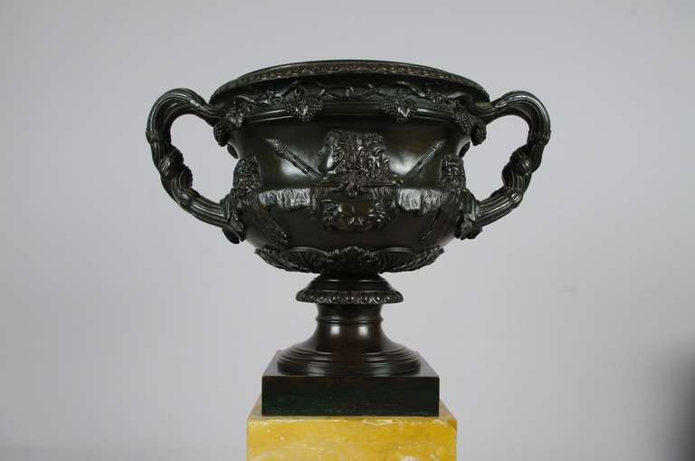 Fine Bronze and Sienna Marble Warwick Vase In Excellent Condition For Sale In St. Louis, MO