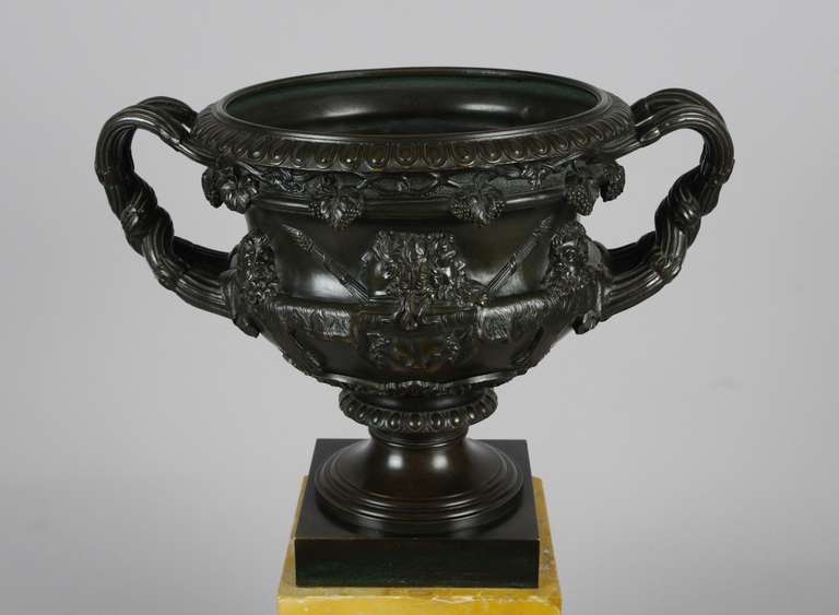 19th Century Fine Bronze and Sienna Marble Warwick Vase For Sale