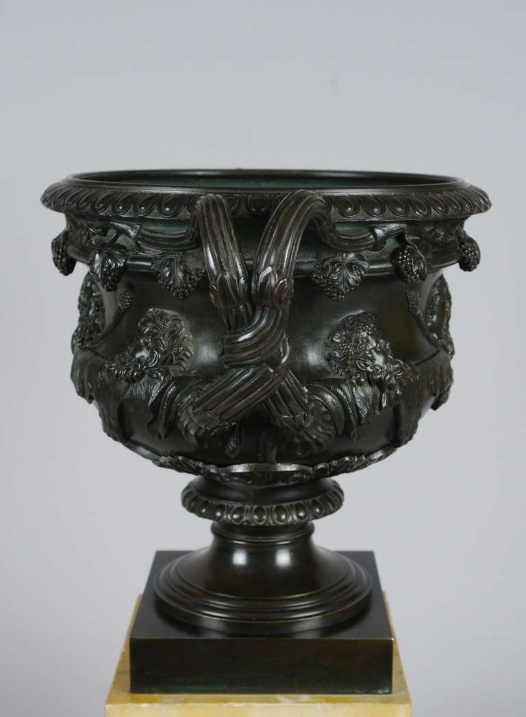 Fine Bronze and Sienna Marble Warwick Vase For Sale 1