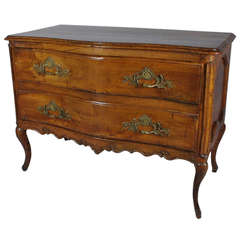 Louis XV Walnut Serpentine Two Drawer Chest (Commode Sauteuse)