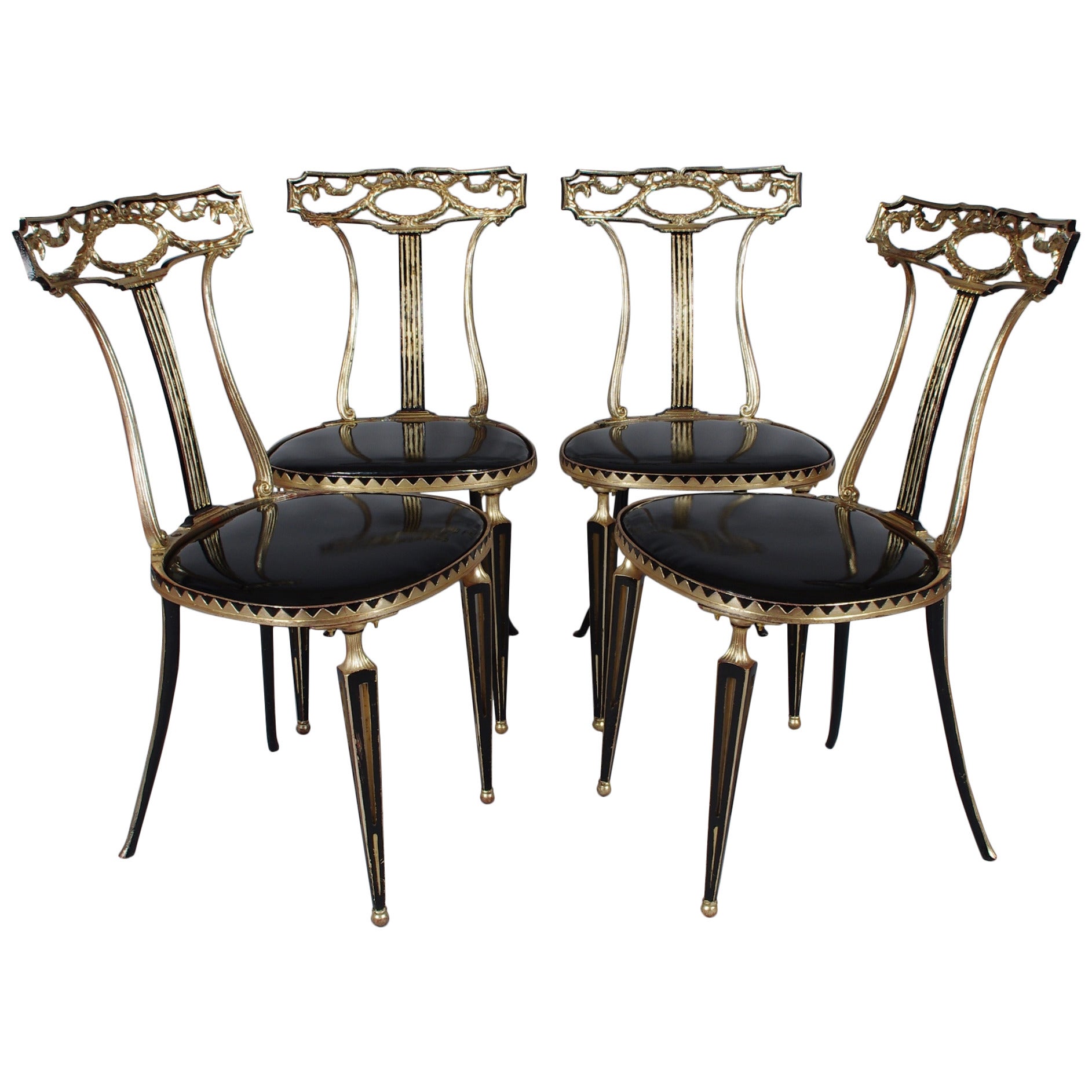 Set of Four Palladio Cast Metal Side Chairs