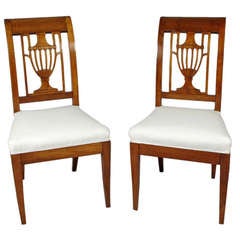 Pair of Directoire Walnut Side Chairs