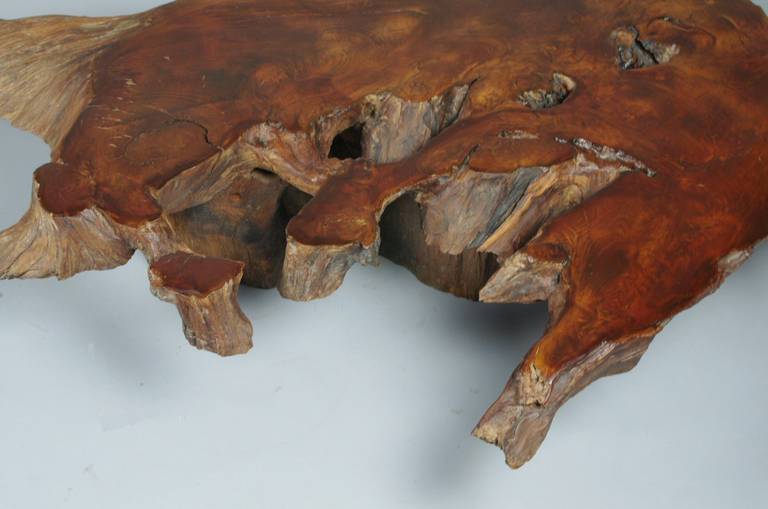 Large Redwood Coffee Table, 1970s 1