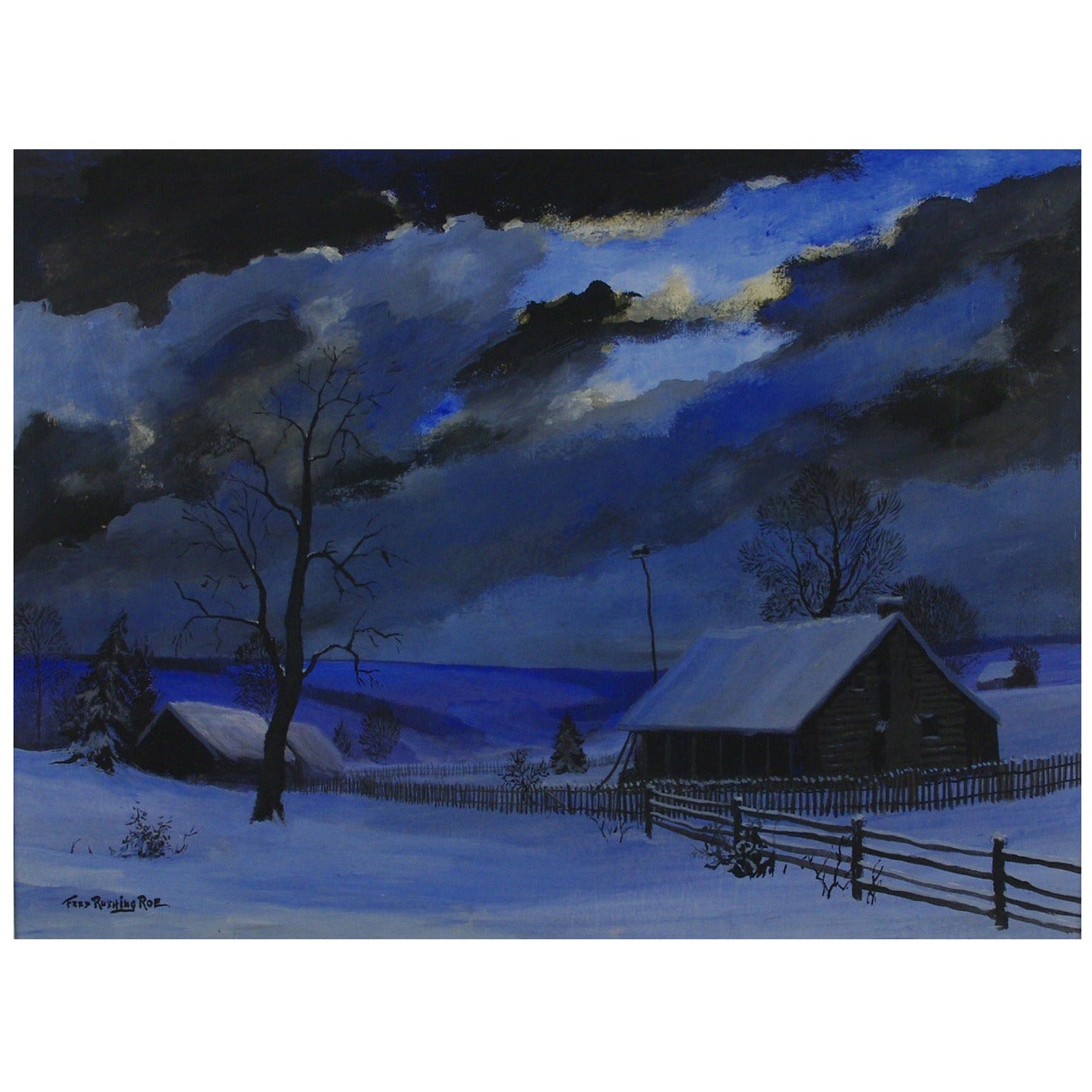 Frederick Rushing Roe Landscape, American, "Winter Night"