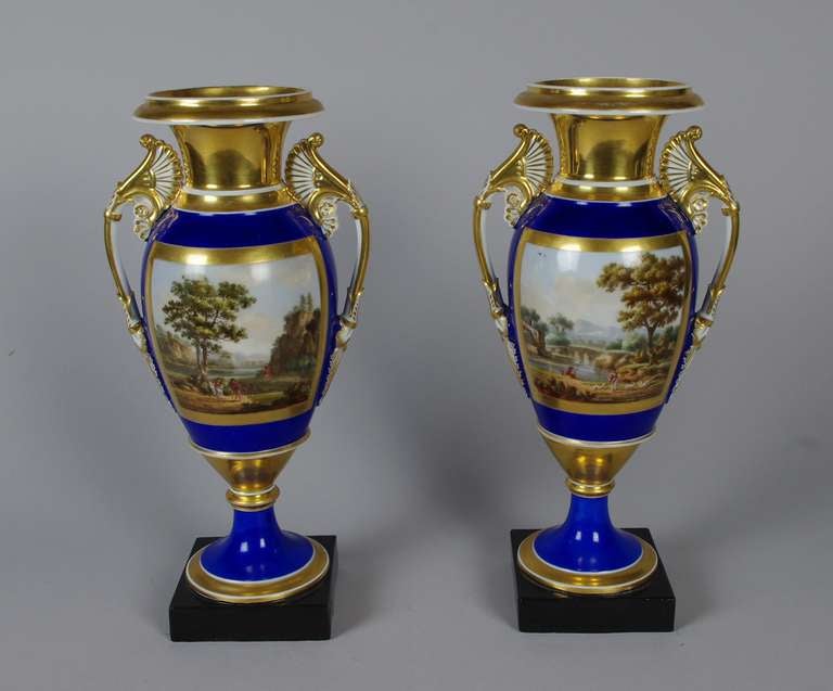 Pair of Continental Porcelain Vases, probably Russian