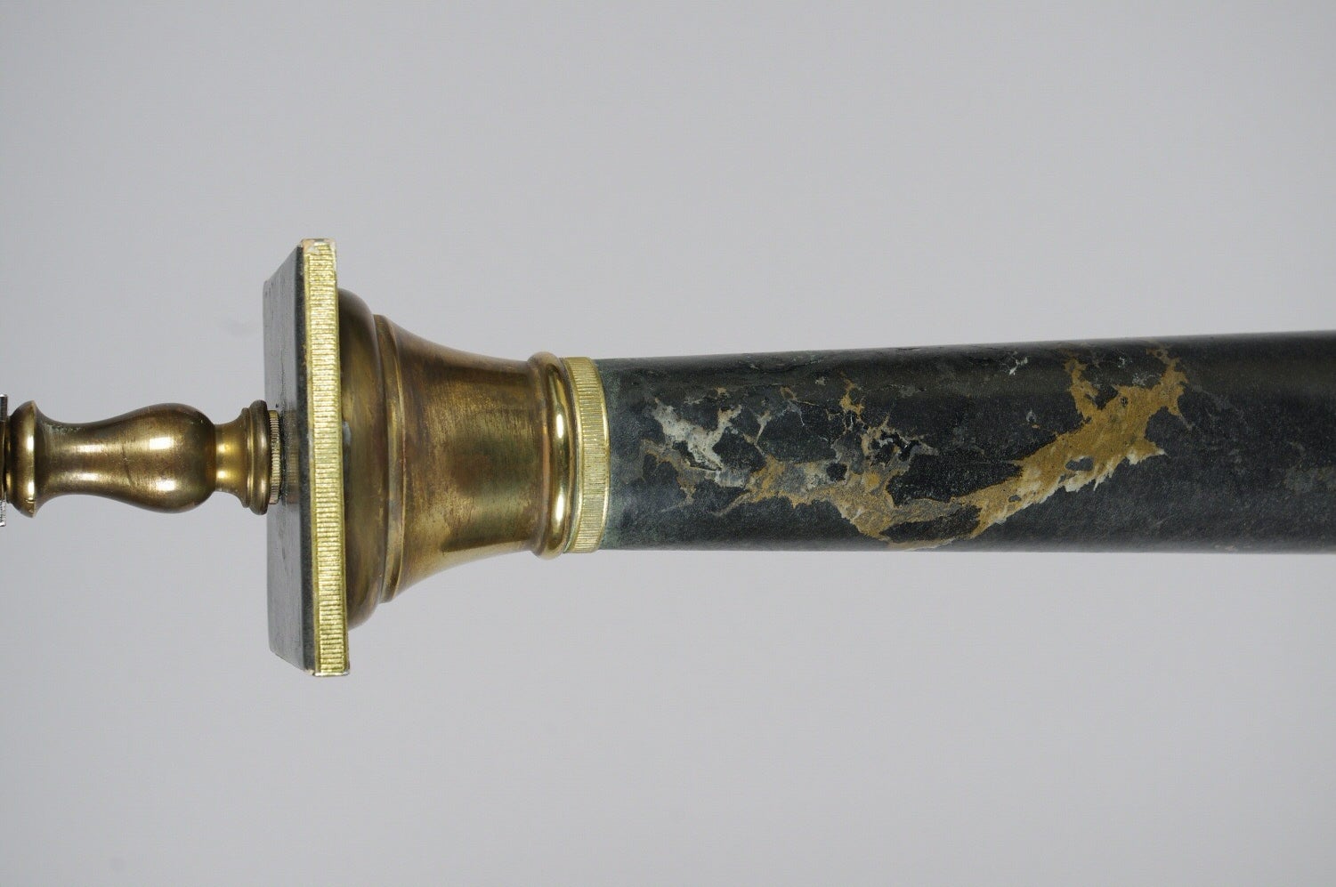 Brass Column Lamp with Marbleized Paper In Excellent Condition In St. Louis, MO