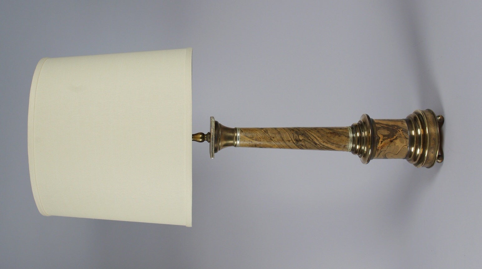 Brass Column Lamp with Marbleized Paper