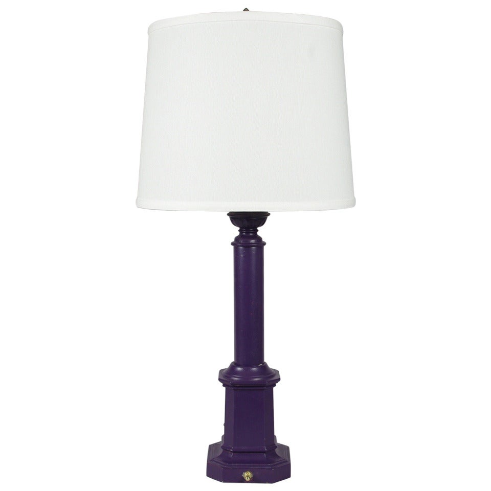 Tole Column Lamp Painted Bright Purple
