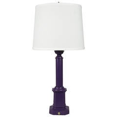 Antique Tole Column Lamp Painted Bright Purple