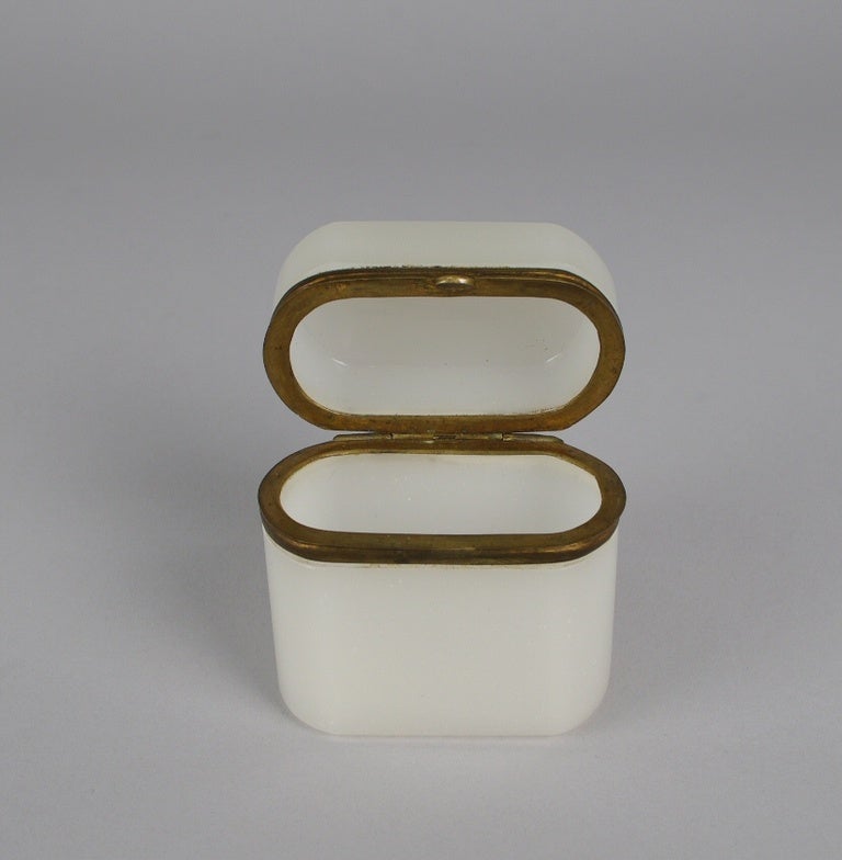 French Small White Opaline Box