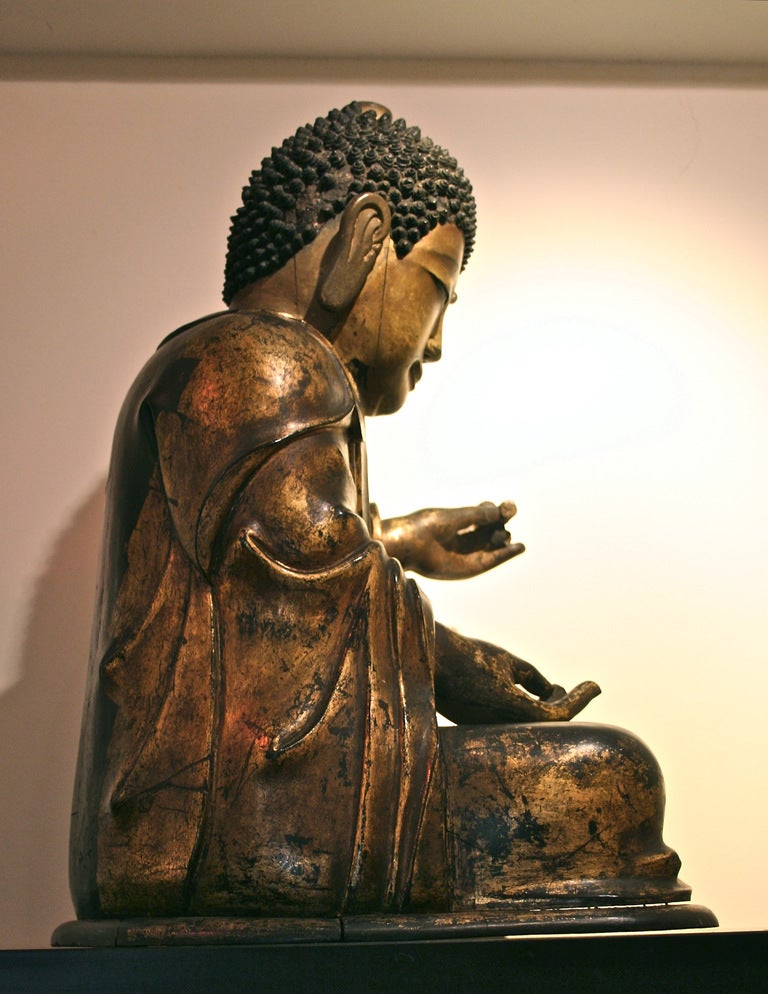 Polychromed Korean Buddha For Sale