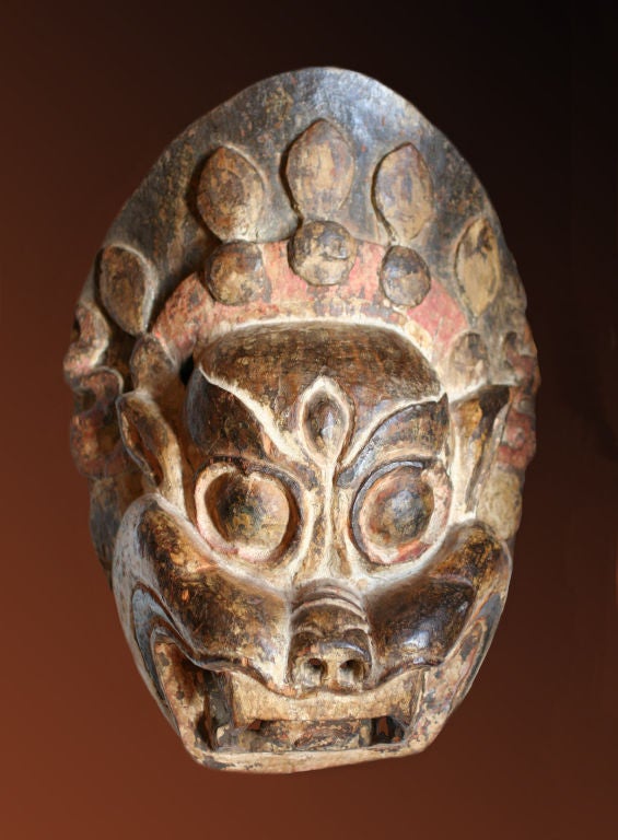 Polychromed Himalayan Dance Mask For Sale