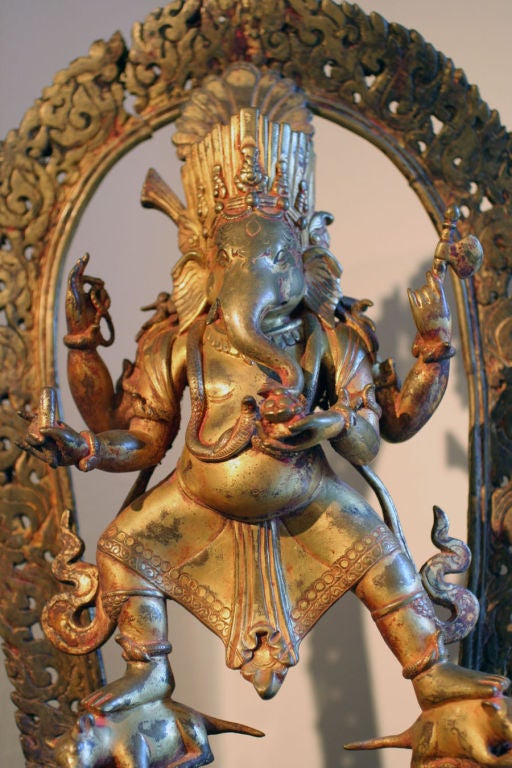 19th Century Gilt Ganapati For Sale