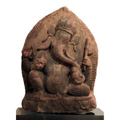 Antique Seated Stone Ganesha
