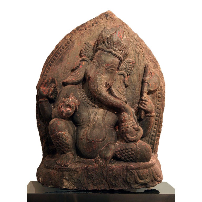 Seated Stone Ganesha For Sale