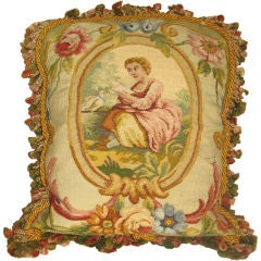Antique 19th Century French Aubusson Pillow