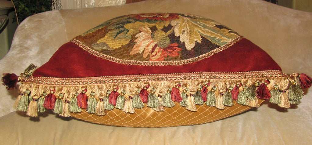 19th Century 19th century Pair Beautiful French Floral Aubusson Pillows