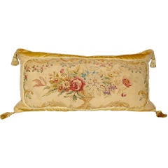 Antique 19th Century Large French Aubusson Bolster Pillow