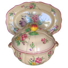 c.1940's  French Luneville Tureen with Platter