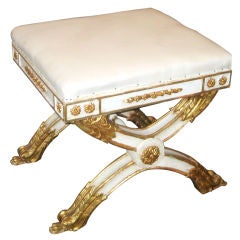 Italian Neoclassic Style Painted & Parcel Gilt Bench/Stool