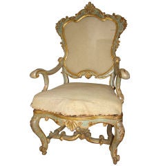 18th Century Venetian Rococo Giltwood Armchair