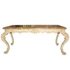 French Louis XV Style Handcarved Painted Desk/Table