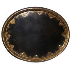 19th Century Large Oval Victorian Papier Mache Tray