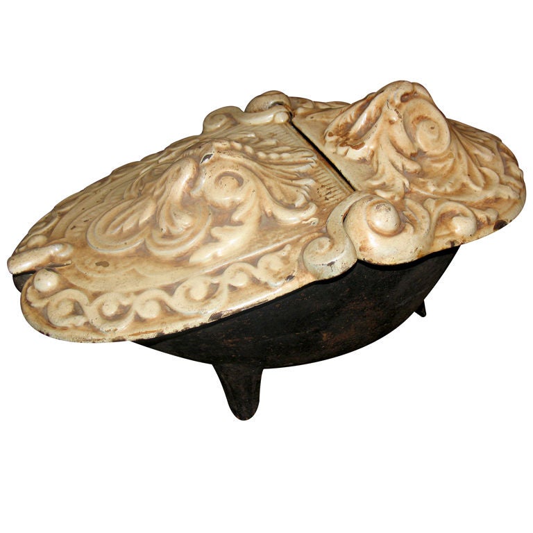 Victorian Cast Iron and Enamel Coal Bin/Scuttle