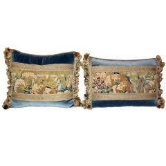 Pair 19th Century Belgium Tapestry Bolster Pillows
