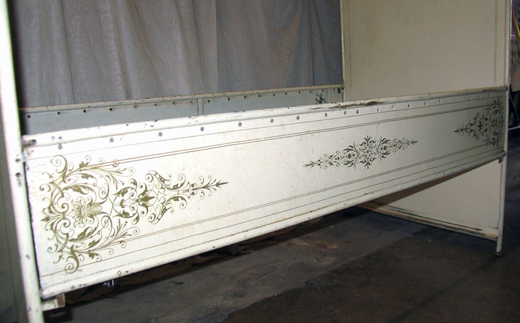 Antique French Tole and Brass Painted Childs Bed For Sale 5