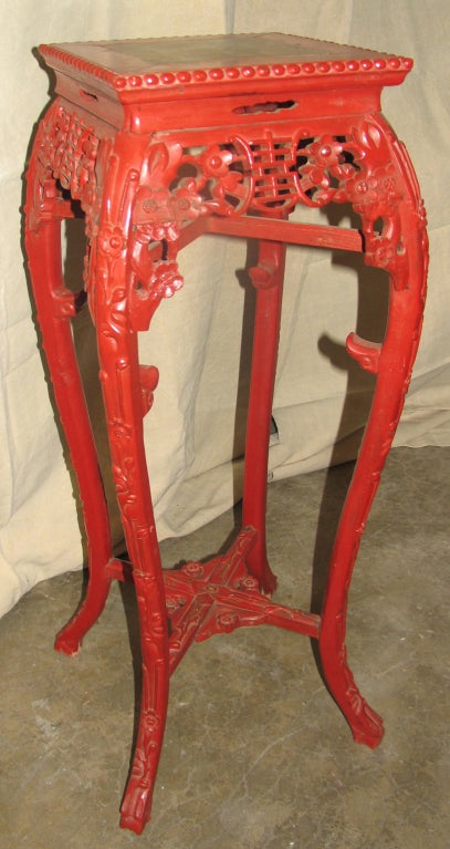 Antique Chinese Red Lacquer Plantstand