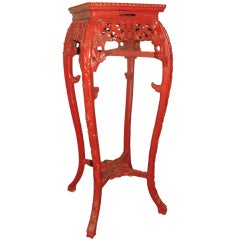 Antique Chinese Red Lacquer Plantstand