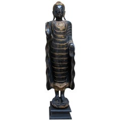 Old Ebonized Gilt Figure of Buddha