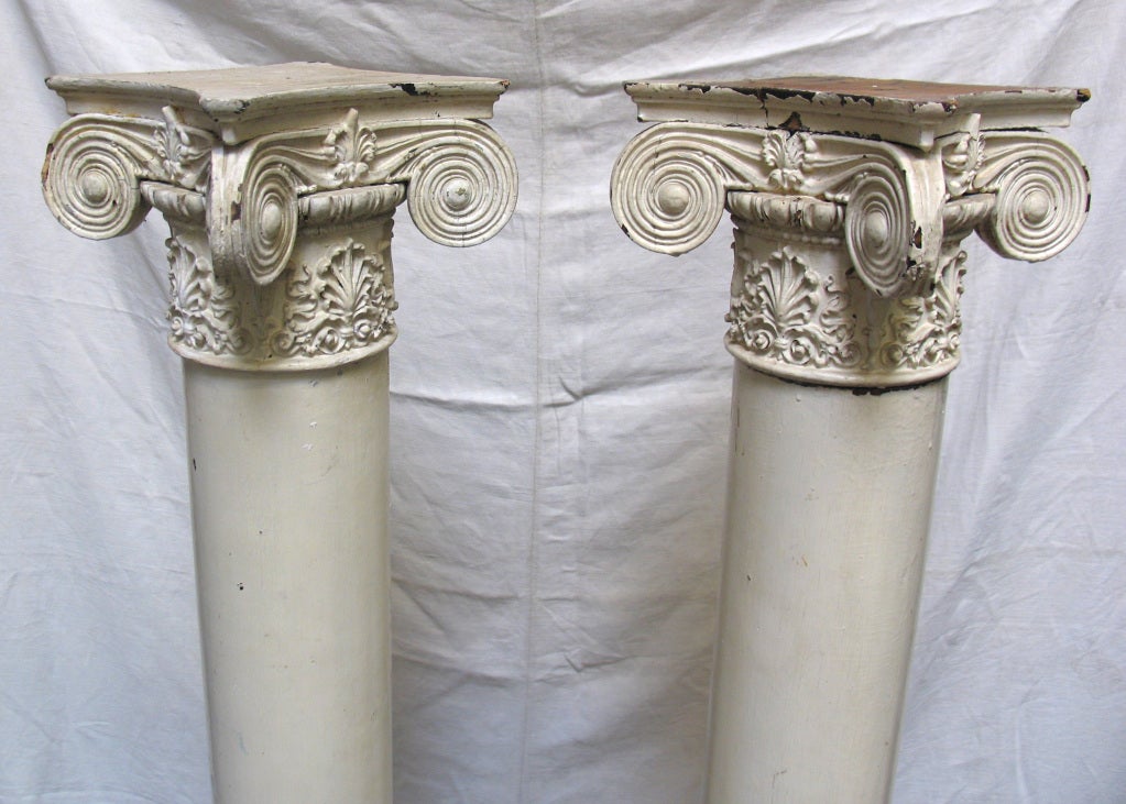 Pair of Painted Columns/Pedestals
