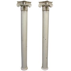 Pair of Painted Columns/Pedestals