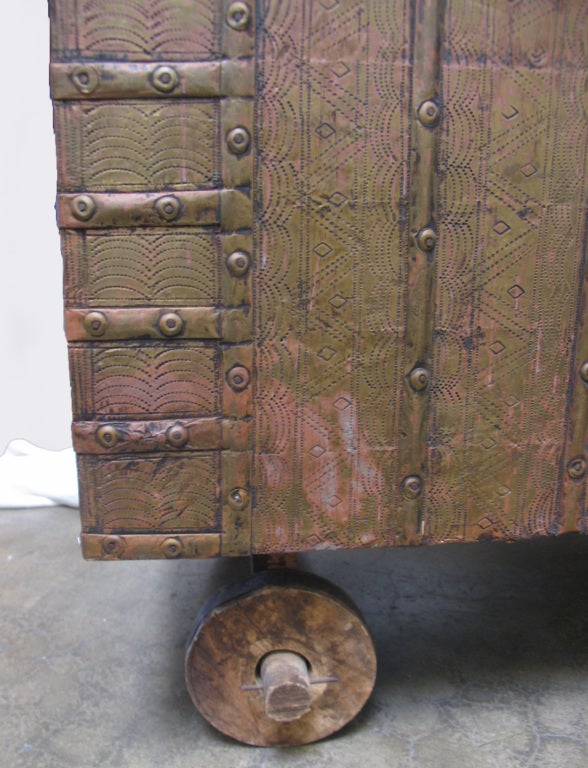 Antique Teak and Brass Trunk/Chest For Sale 2