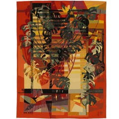 Mid-Century Modern Aubusson Tapestry by Camille Hilaire