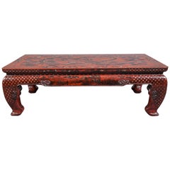 Chinese, 18th Century Red Lacquer Table