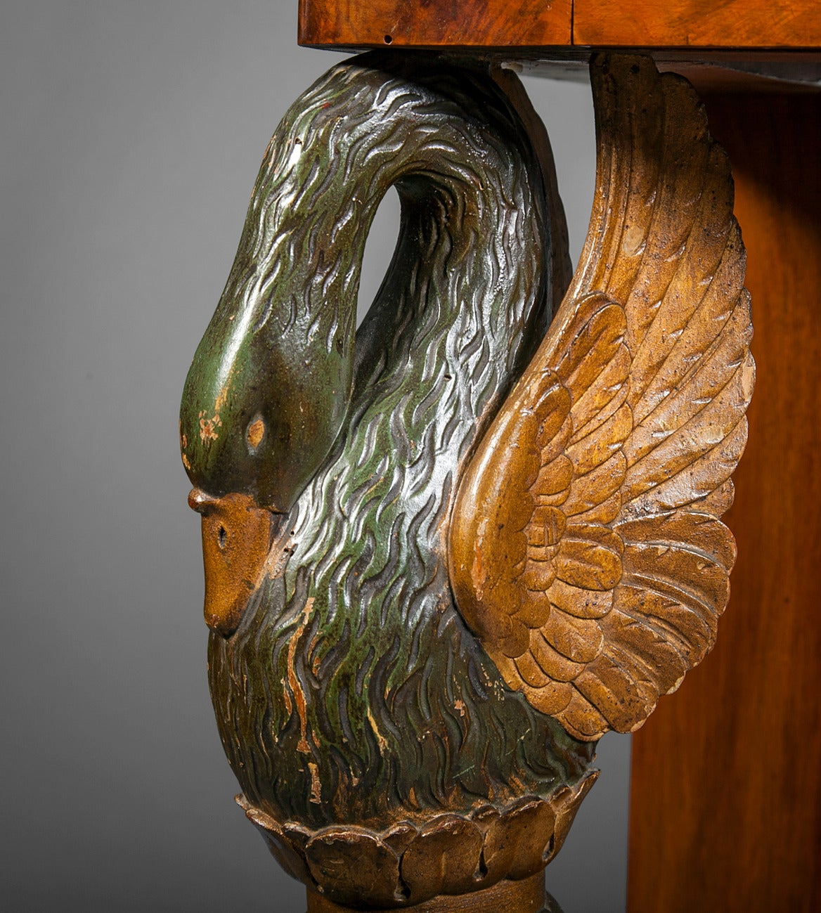 Biedermeier Continental Console Table with Carved Swan Legs 3