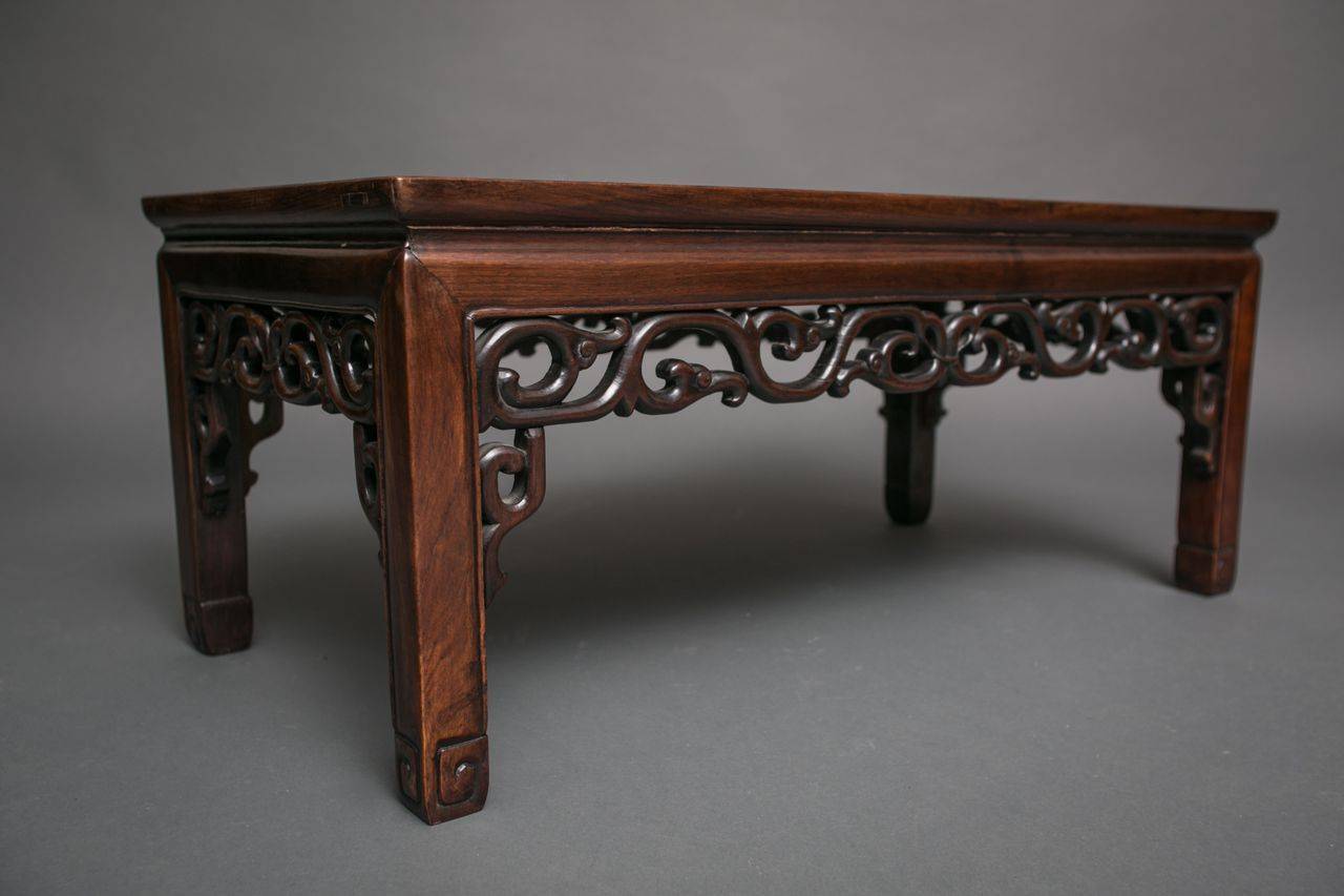 20th Century Rosewood Table with Woven Bamboo Top