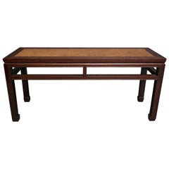 Rosewood Chinese Long Table with Woven Bamboo Top