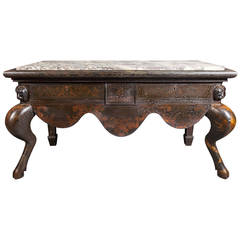 Antique Large Irish Table with Marble Top