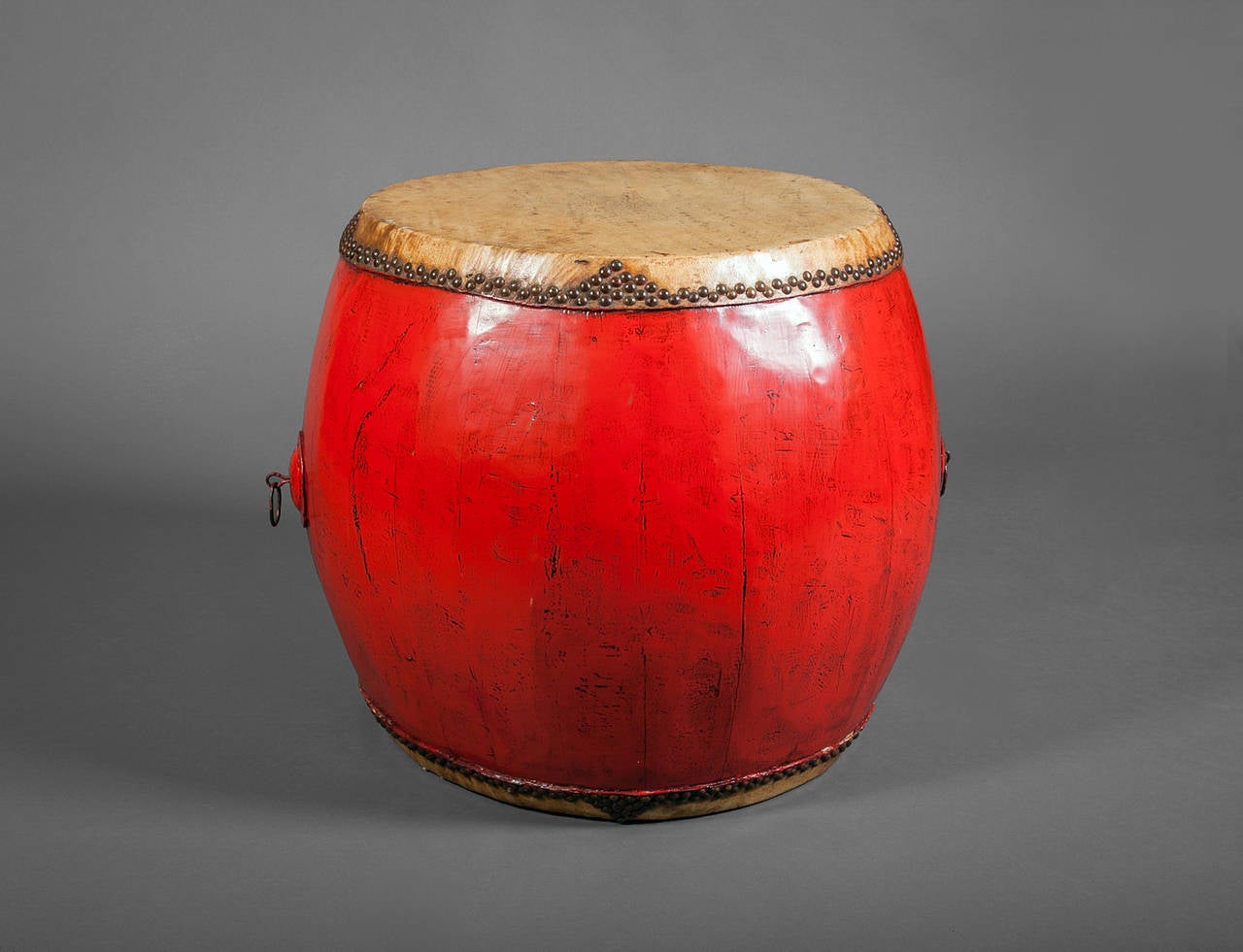 Chinese Red Lacquer Drum For Sale
