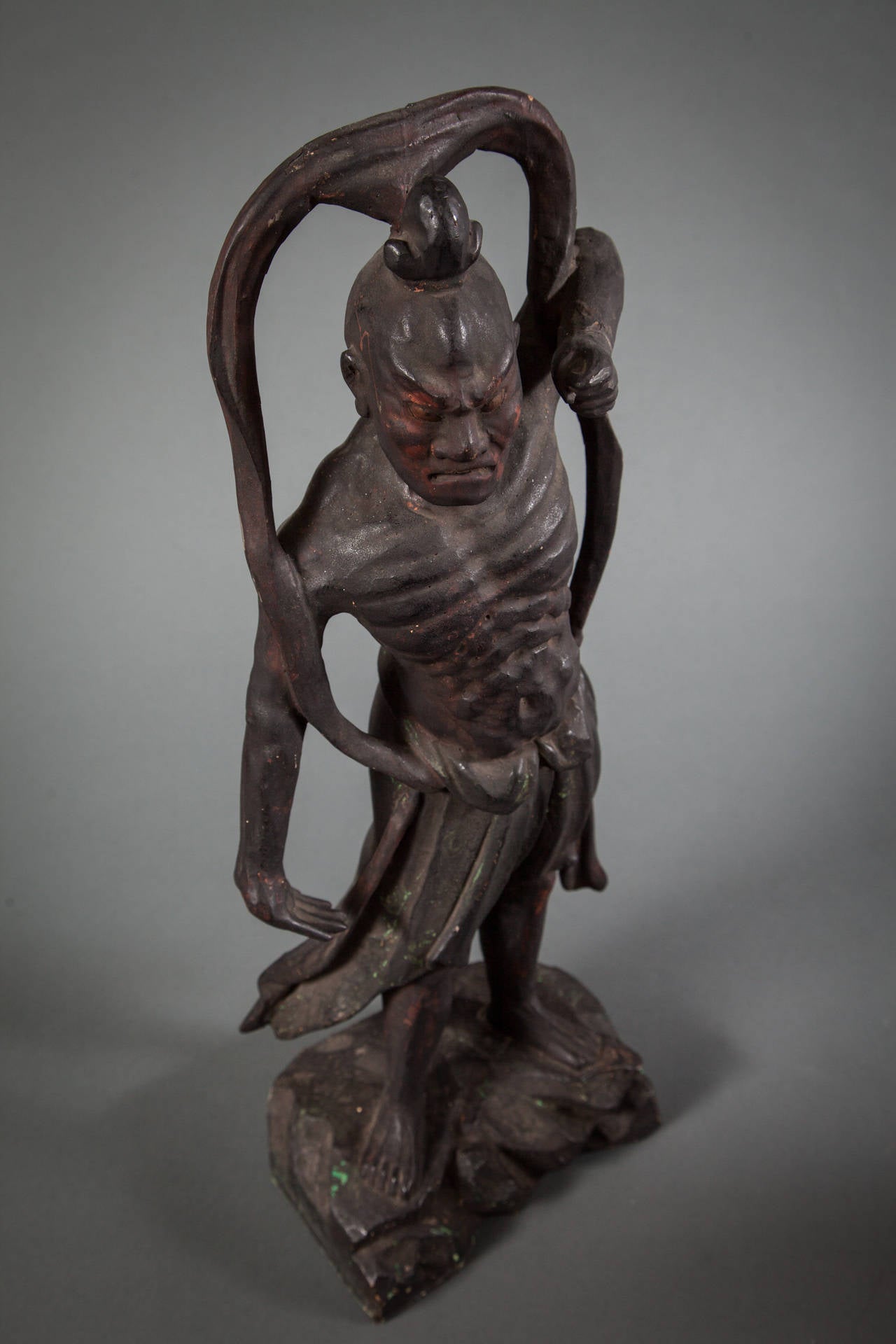 Pair of Japanese Buddhist Guardian Figures In Excellent Condition In Hudson, NY