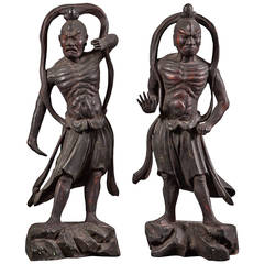 Pair of Japanese Buddhist Guardian Figures