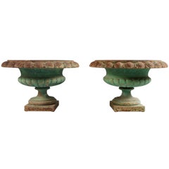 Pair of French, Green Iron Urns