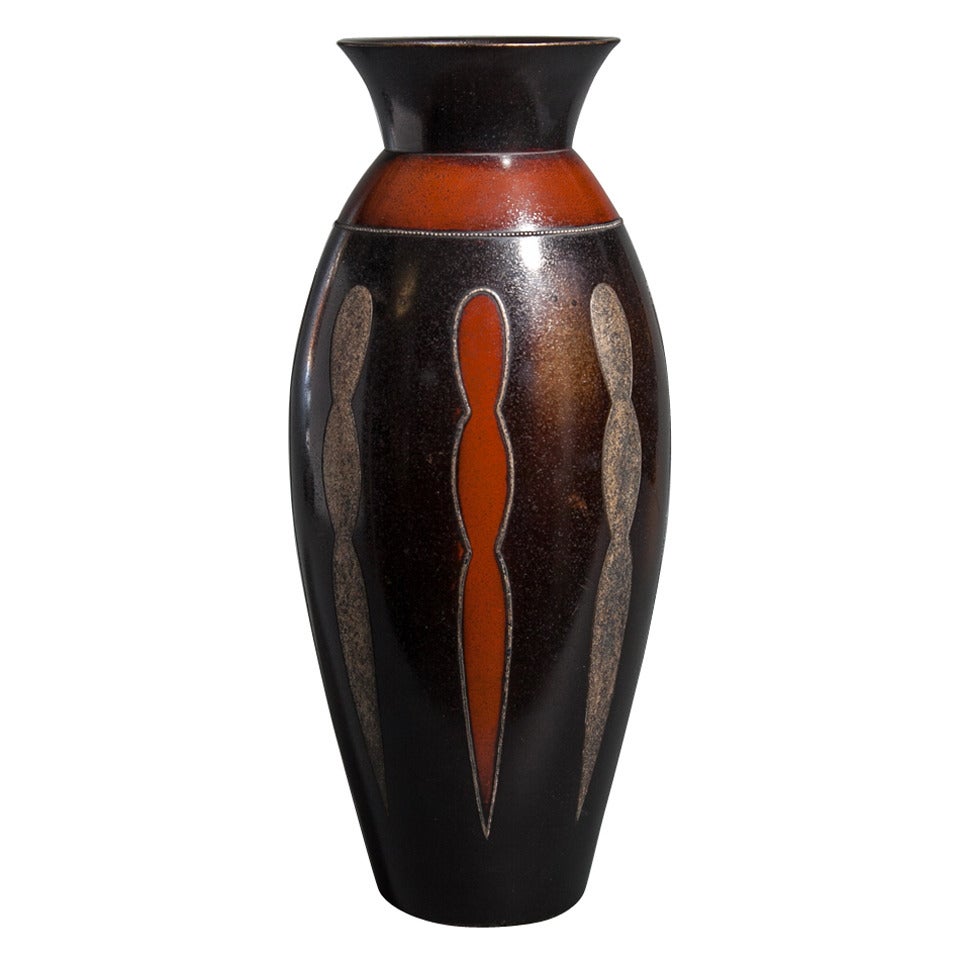 Japanese Painted Bronze Vase